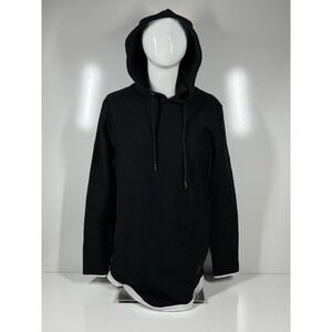 NWT Leif‎ Nelson Black Long Sleeve Lightweight Hooded Sweater LN8120 Mens SZ Med